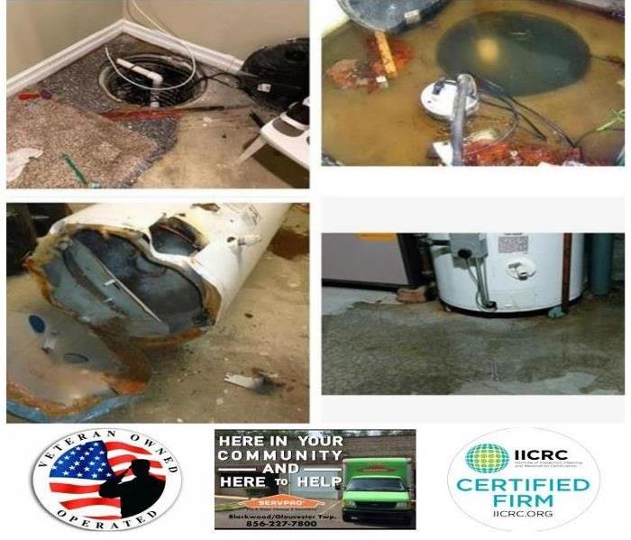 Hot water heater failure and sump pump backup failure