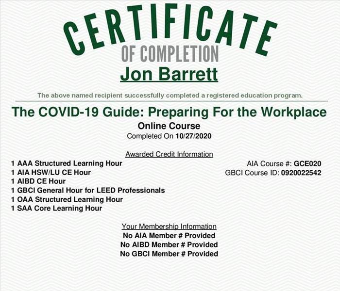 covid 19 cleaning services, cleaning for covid 19, covid 19 - image of covid-19 certificate of completion