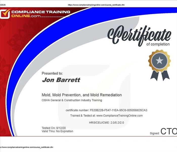 Water & Mold damage Restoration in NJ, Certified Mold Training in NJ, O.S.H.A. certified Mold training in NJ