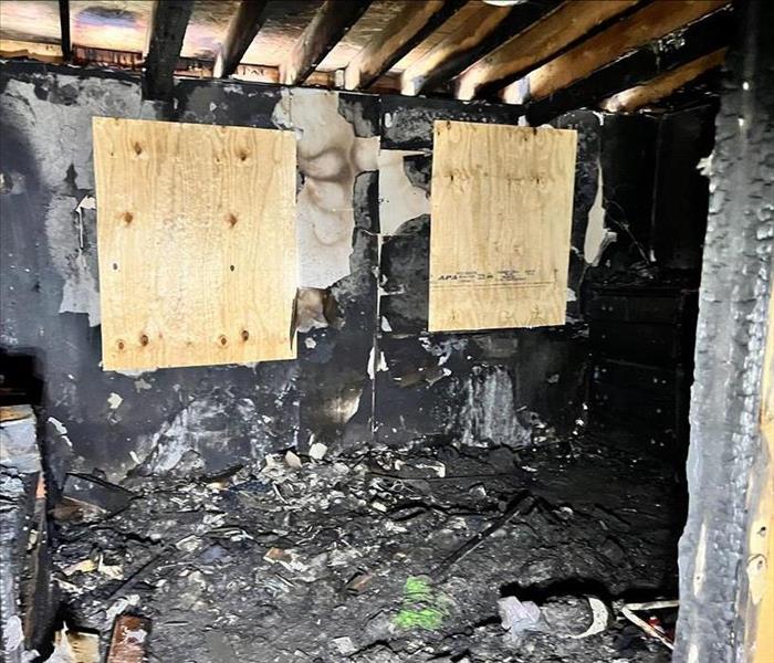 Burnt room from a house fire
