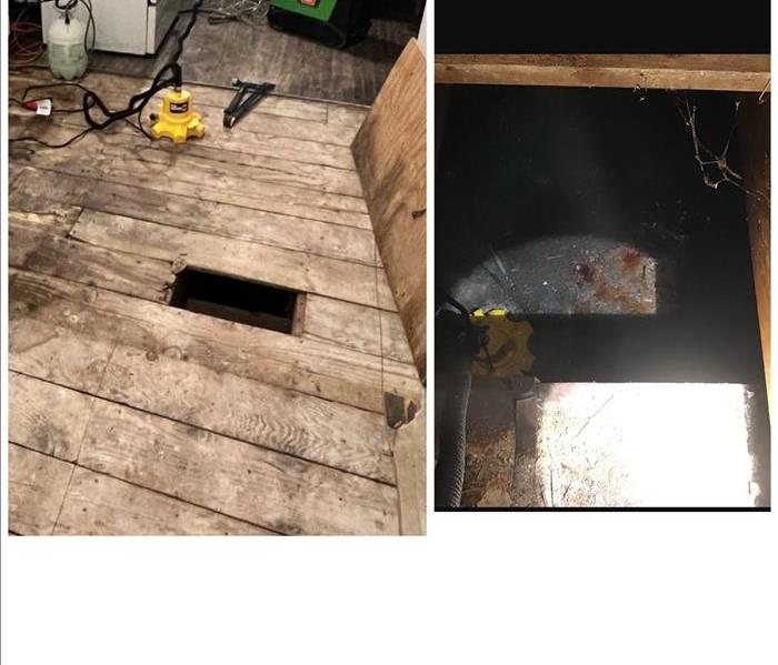 Commercial water damage which leaked into a Crawlspace